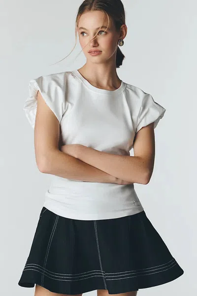 Maeve Cloud Flutter-sleeve Tee In White