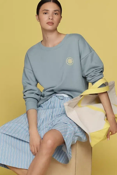Maeve Coastal Embroidered Sweatshirt In Grey