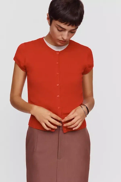 Maeve Coco Short Sleeve Cardigan In Red