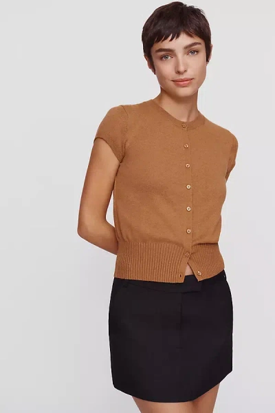 Maeve Coco Short-sleeve Cardigan In Brown