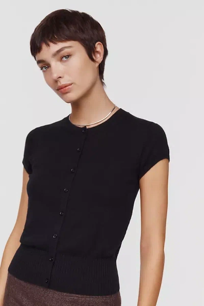 Maeve Coco Short-sleeve Cardigan In Black