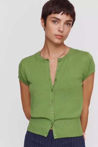 Maeve Coco Short-sleeve Cardigan In Green