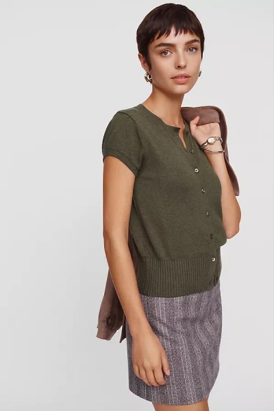 Maeve Coco Short-sleeve Cardigan In Green