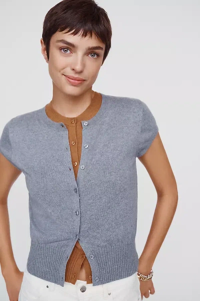 Maeve Coco Short-sleeve Cardigan In Blue