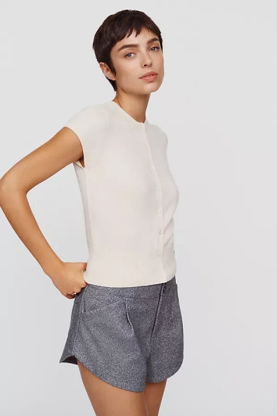Maeve Coco Short-sleeve Cardigan In White