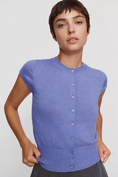Maeve Coco Short-sleeve Cardigan In Purple