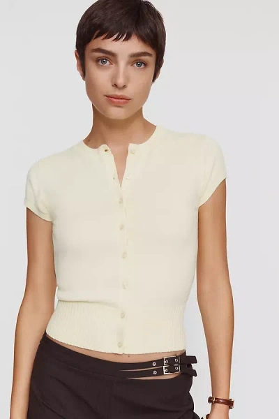 Maeve Coco Short-sleeve Cardigan In Neutral