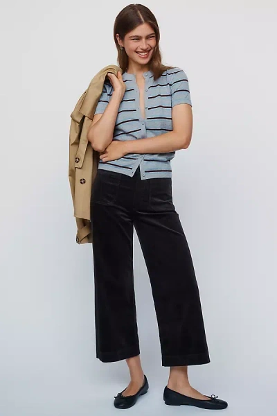 Maeve Colette Corduroy Crop Wide-leg Pants In Gray