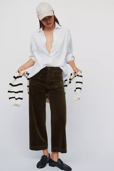 Maeve Colette Corduroy Crop Wide-leg Pants In Green