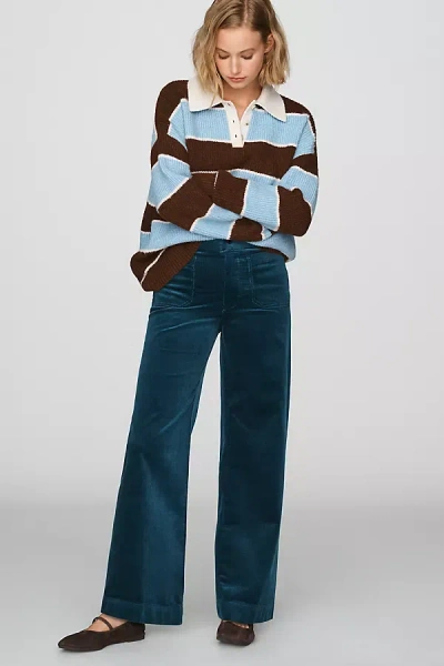 Maeve Colette Corduroy High-rise Wide-leg Full-length Pants In Blue