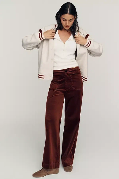 Maeve Colette Corduroy High-rise Wide-leg Full-length Pants In Brown