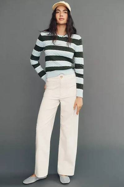Maeve Colette Corduroy High-rise Wide-leg Full-length Pants In White