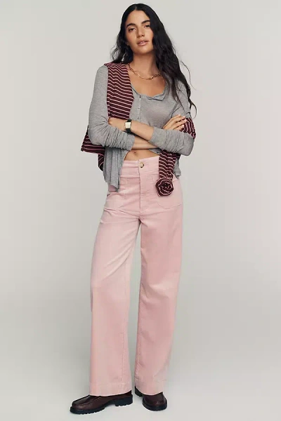 Maeve Colette Corduroy High-rise Wide-leg Full-length Pants In Pink