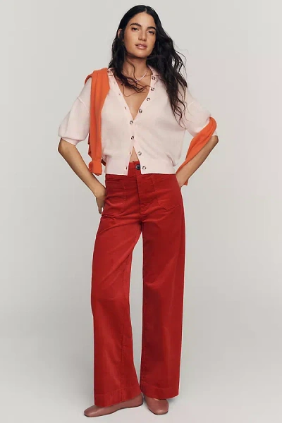 Maeve Colette Corduroy High-rise Wide-leg Full-length Pants In Pink