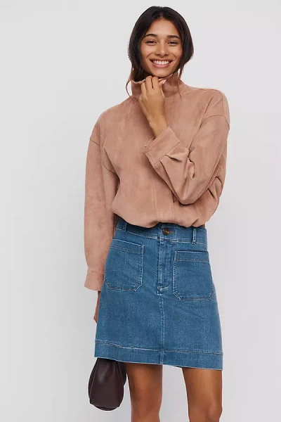 Maeve Colette Denim Skirt In Animal Print