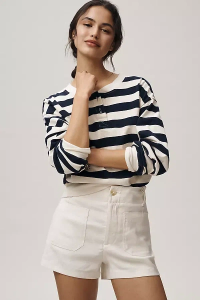 Maeve Colette European Linen Stretch High-rise Shorts In Multi