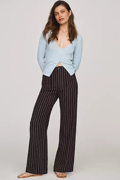 Maeve Colette European Linen Stretch High-rise Wide-leg Pants In Brown