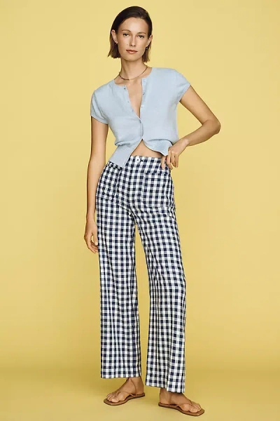 Maeve Colette European Linen Stretch Wide Leg Pants By  In Blue