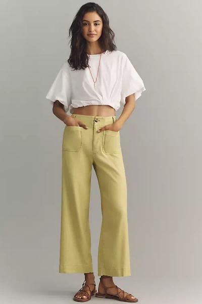 Maeve Colette European Linen Stretch Wide Leg Pants In Green