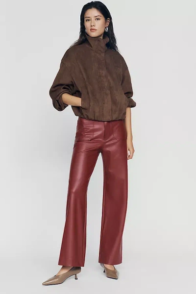 Maeve Colette Faux-leather Full-length Pants In Red