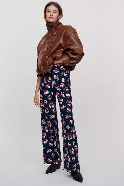 Maeve Colette Full-length Printed Wide-leg Pants In Blue