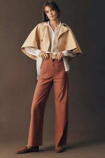 Maeve Colette High-rise Wide-leg Full-length Pants In Brown