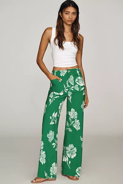 Maeve Colette High-rise Wide-leg Full-length Pants In Green
