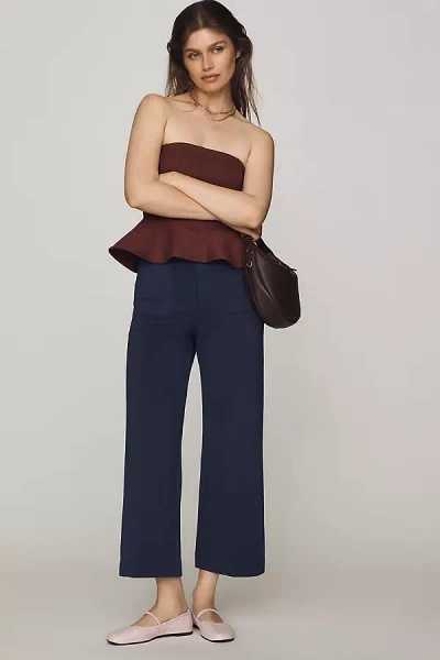 Maeve Colette Knit High-rise Wide-leg Cropped Pants In Blue