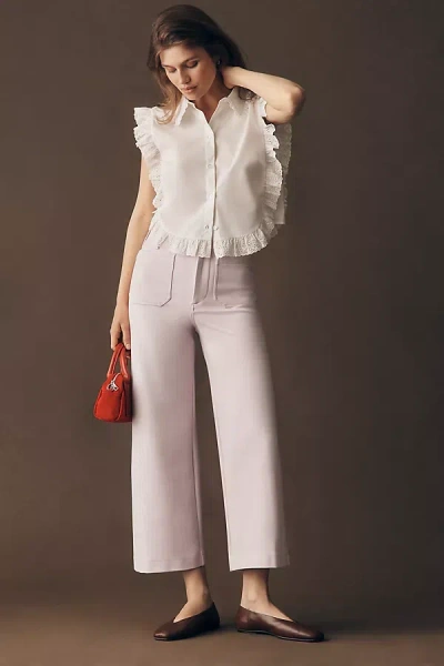 Maeve Colette Knit High-rise Wide-leg Cropped Pants In Pink