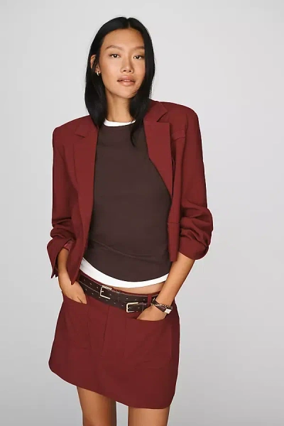 Maeve Colette Menswear Mini Skirt In Brown