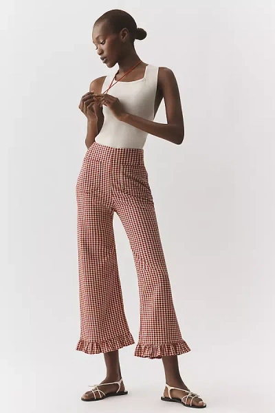 Maeve Colette Ruffle-hem Crop Wide-leg Pants By  In Multi