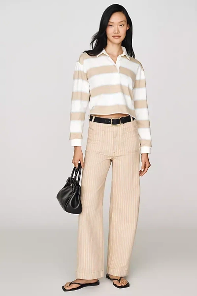 Maeve Colette Striped Full-length Wide-leg Pants By  In Brown