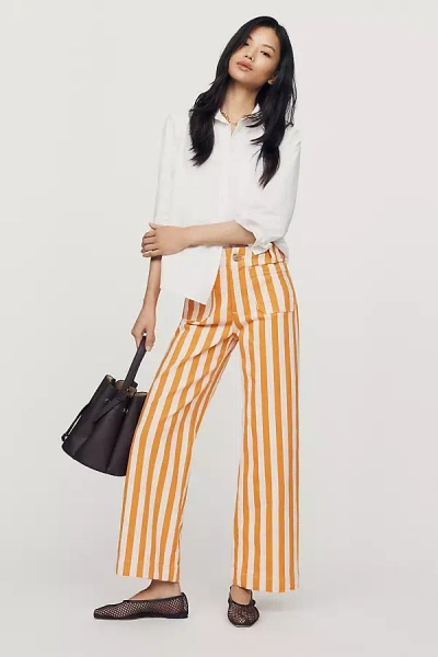 Maeve Colette Striped High-rise Wide-leg Full-length Pants In Multi