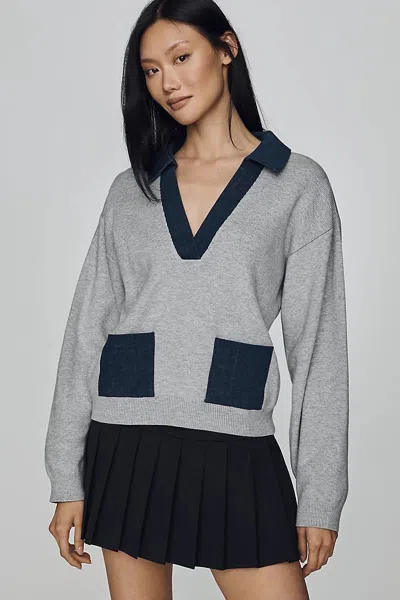 Maeve Collared Pullover Sweater In Gray