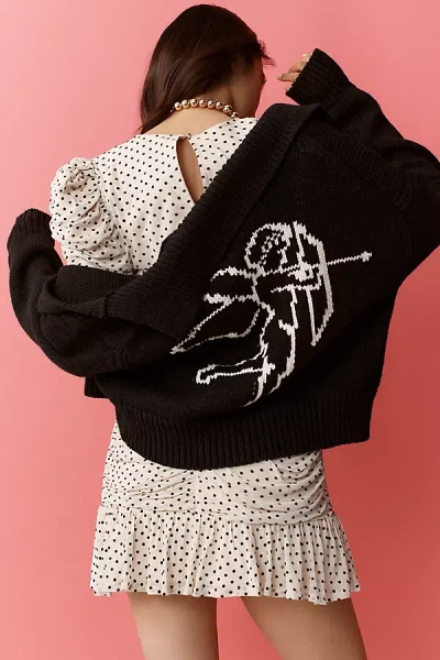 Maeve Collared V-neck Cardigan Sweater In Black