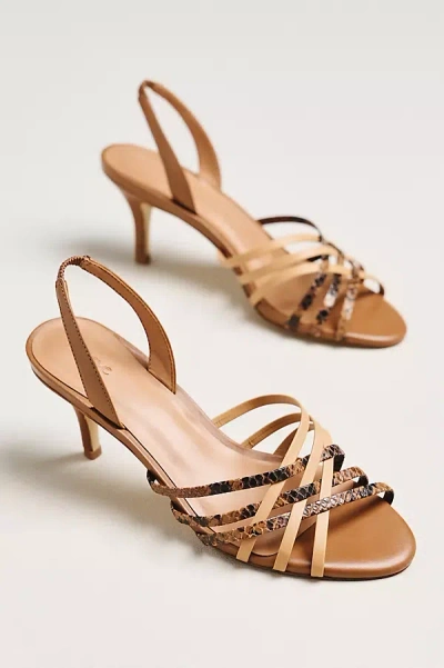 Maeve Colorblock Cross-strap Heels In Gold