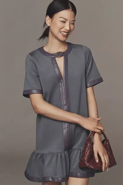 Maeve Colorblock Drop-waist Mini Dress In Gray