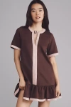Maeve Colorblock Drop-waist Mini Dress In Brown