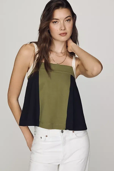 Maeve Colorblock Swing Tank Top In Green