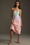 Maeve Colourblock Strapless Midi Dress In Multi