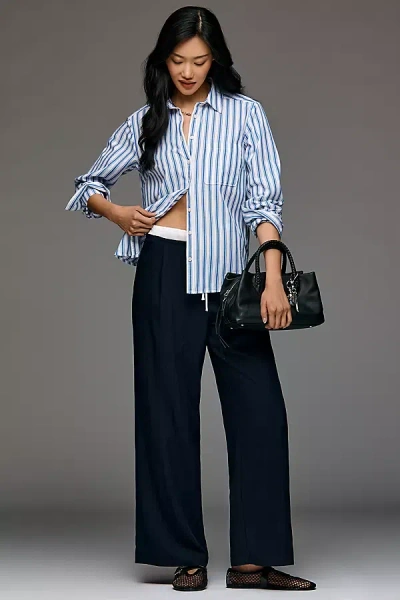 Maeve Combo Drawcord Trousers Pants In Black