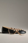 Maeve Contrast Lace-up Ballet Flats In Black