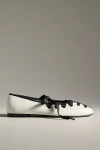 Maeve Contrast Lace-up Ballet Flats In White