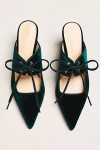 Maeve Contrast Lace-up Kitten-heel Mules In Green