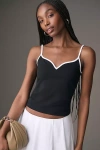 Maeve Contrast Piped Tank Top In Black