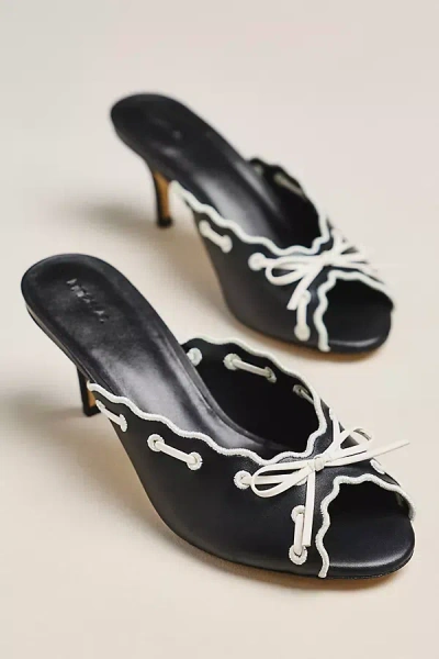 Maeve Contrast Scalloped Mules In Black