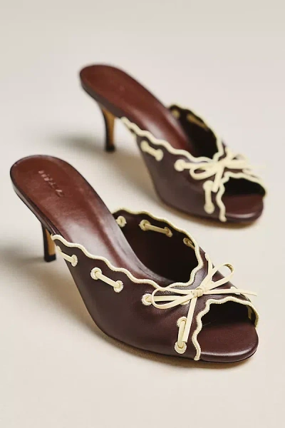 Maeve Contrast Scalloped Mules In Brown
