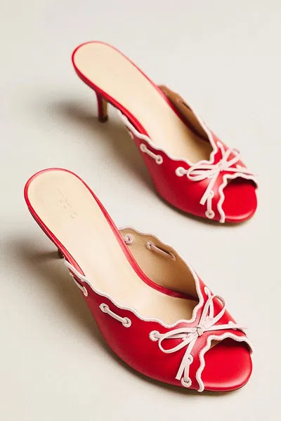 Maeve Contrast Scalloped Mules In Red