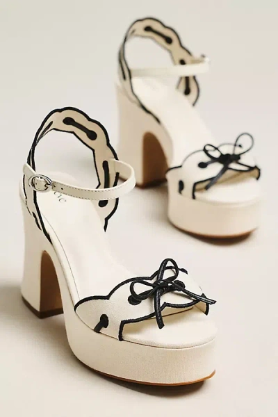 Maeve Contrast Scalloped Platform Sandals In Neutral