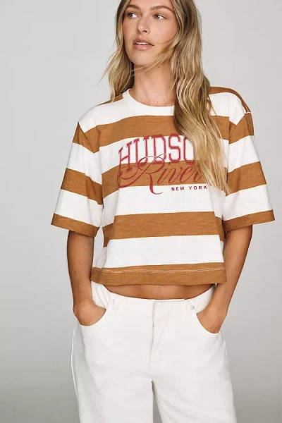 Maeve Corey Cotton Boxy Tee In Brown